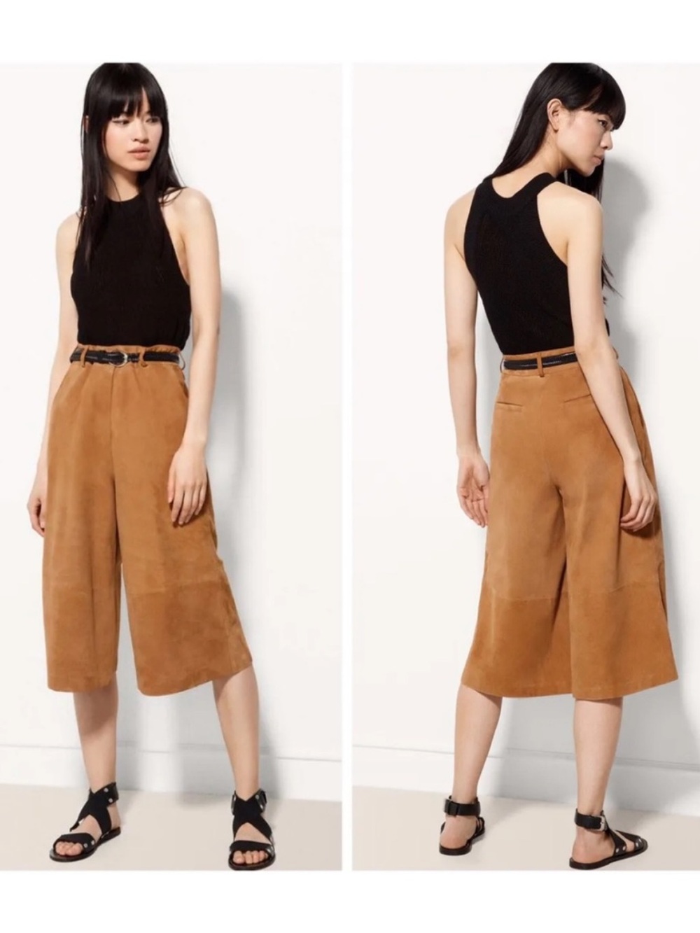 MASSIMO DUTTI SUEDE CROPPED CULOTTES